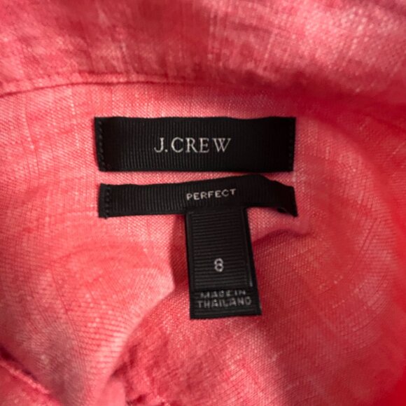 J.Crew Womens Pink Linen Long-Sleeve Button-Up Perfect Shirt Size 8 Casual Top - Picture 3 of 8